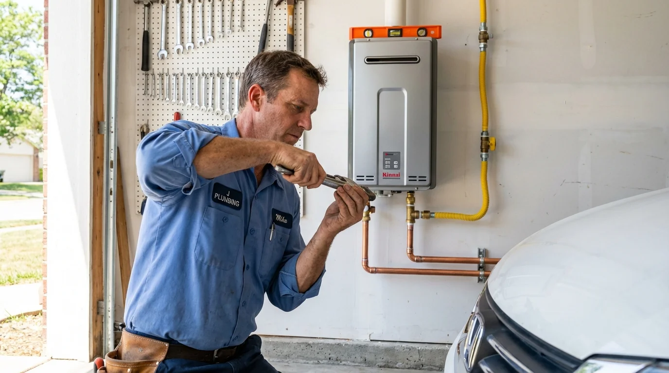 Tankless water heater installation by a Johns Plumbing LLC plumber in Tabor City