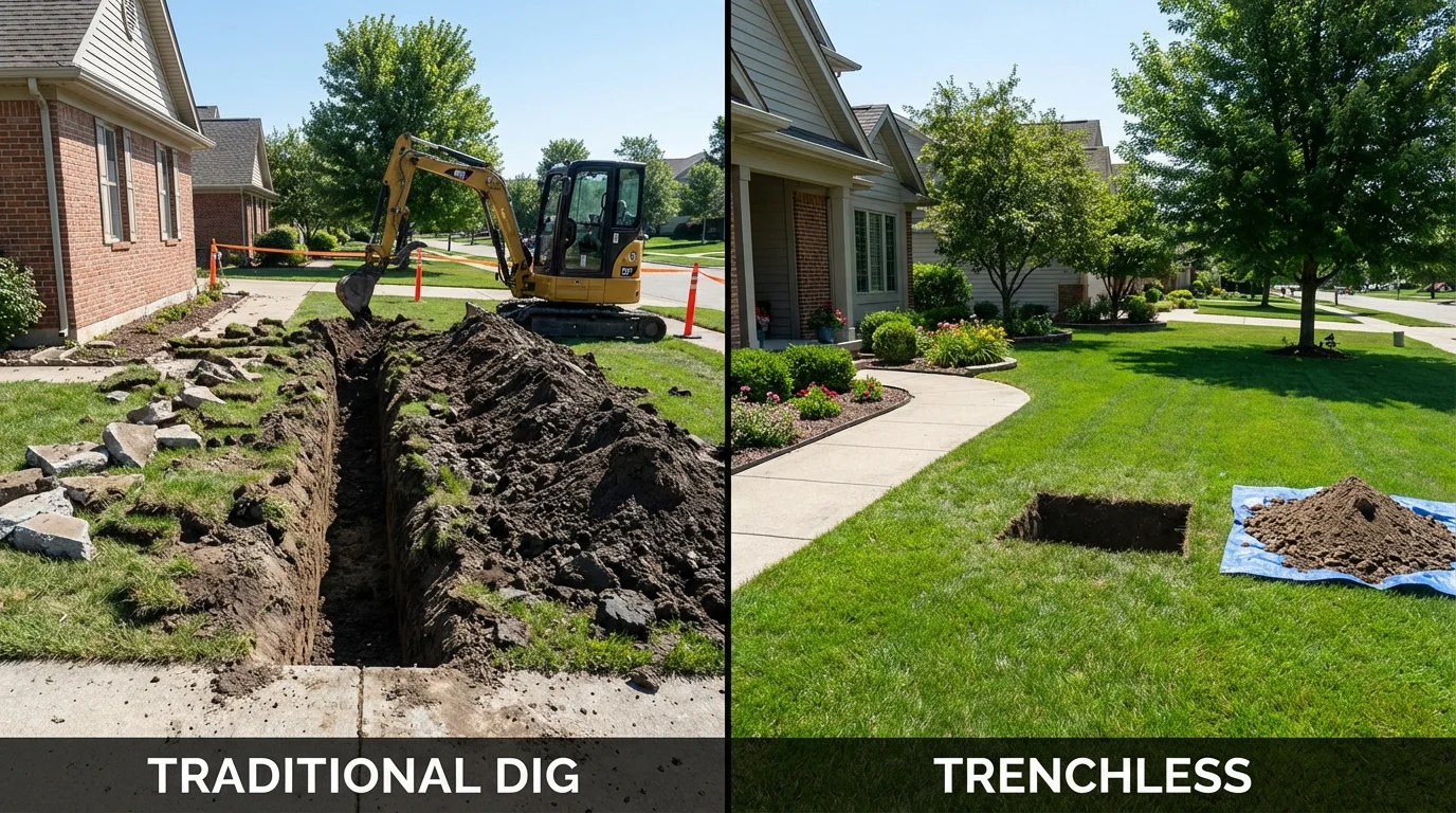 Trenchless sewer repair with minimal yard damage versus traditional excavation in Tabor City, NC